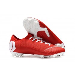 Nouvelle Chaussures de Football Nike Mercurial Vapor 12 Elite FG Rouge Blanc