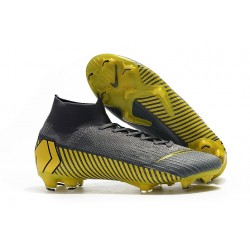 Nouvelles Chaussure Foot Nike Mercurial Superfly VI 360 Elite FG Gris Noir
