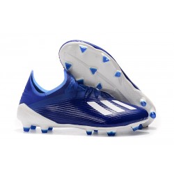 Crampons Nouveaux adidas X 19.1 FG Bleu Blanc