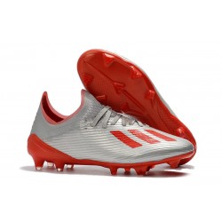 Crampons Nouveaux adidas X 19.1 FG Rouge Argent