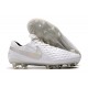 Chaussures de Foot Nike Tiempo Legend 8 Elite FG - Blanc Chrome Platine