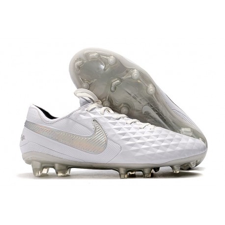 Chaussures de Foot Nike Tiempo Legend 8 Elite FG - Blanc Chrome Platine