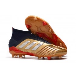 Chaussures De Football Adidas Predator 19.1 FG Or Argent Rouge