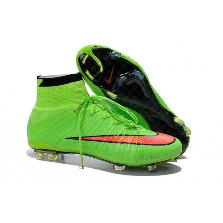 Chaussures football MERCURIAL SUPERFLY FG Pas Cher Vert Hyper Punch Noir