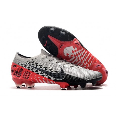 Crampons NEYMAR Nike Mercurial Vapor 13 Elite FG Chromé Noir Rouge Platine