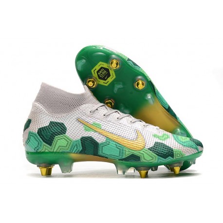 Nike Mercurial Superfly 7 Elite SG-PRO AC Mbappe Gris Vert Or