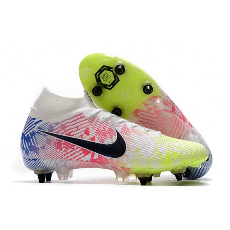 Nike Mercurial Superfly VII Elite DF SG-PRO Neymar Blanc Noir Bleu Volt
