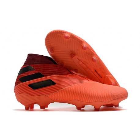 adidas Nemeziz 19+ FG Crampons de Football Corail Noir Rouge Goire