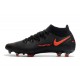 Crampons de Foot Nike Phantom GT Elite DF FG Noir Rouge Chili Gris