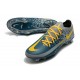 Nike Phantom GT Elite FG Crampon de Football Bleu Gris Jaune