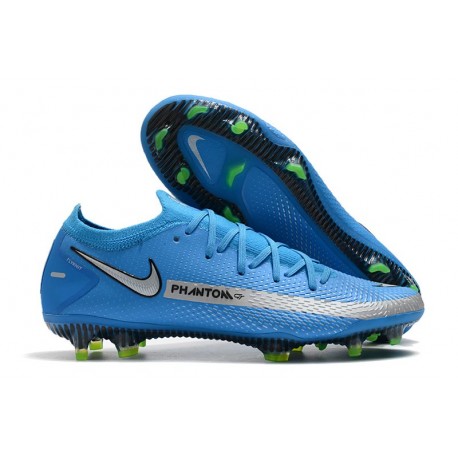 Nike Phantom GT Elite FG Crampon de Football Bleu Argent
