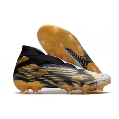 adidas Nemeziz 19+ FG Crampons de Football Blanc Or Metallique Noir