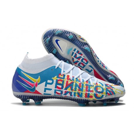 Nike Homme Phantom GT Elite DF 3D FG Blanc Bleu Rose Jaune
