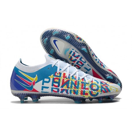 Nike Phantom GT Elite 3D FG Crampon Blanc Bleu Rose Jaune