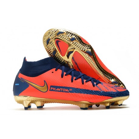 Nike Phantom GT Elite DF FG Crampons Orange Bleu Or