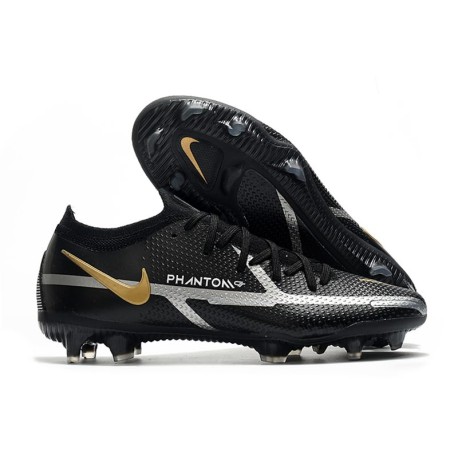 Chaussure Nike Phantom GT II Elite FG Noir Gris Foncé Métallique Or Métallique
