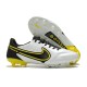 Crampons Nike Tiempo Legend 9 Elite FG Blanc Gris Foncé Noir Jaune Strike