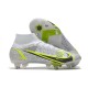 Nike Mercurial Superfly 8 Elite SG PRO Silver Safari - Blanc Noir Argenté Jaune Fluo