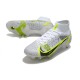 Nike Mercurial Superfly 8 Elite SG PRO Silver Safari - Blanc Noir Argenté Jaune Fluo