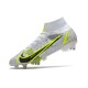 Nike Mercurial Superfly 8 Elite SG PRO Silver Safari - Blanc Noir Argenté Jaune Fluo