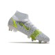 Nike Mercurial Superfly 8 Elite SG PRO Silver Safari - Blanc Noir Argenté Jaune Fluo