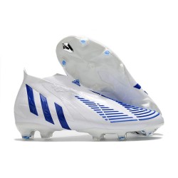 adidas Crampon Predator Edge + FG Blanc Bleu Hi Res Blanc