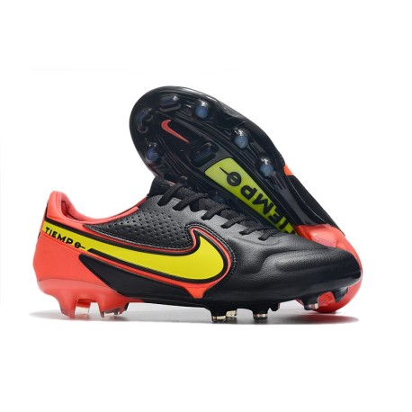 Crampons Nike Tiempo Legend 9 Elite FG Noir Jaune Rouge