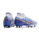 Nike Air Zoom Mercurial Superfly 9 Elite SG Blanc Bleu Or