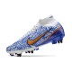 Nike Air Zoom Mercurial Superfly 9 Elite SG Blanc Bleu Or