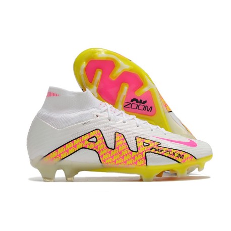Nike Zoom Mercurial Superfly 9 Elite FG Blanc Rose Jaune
