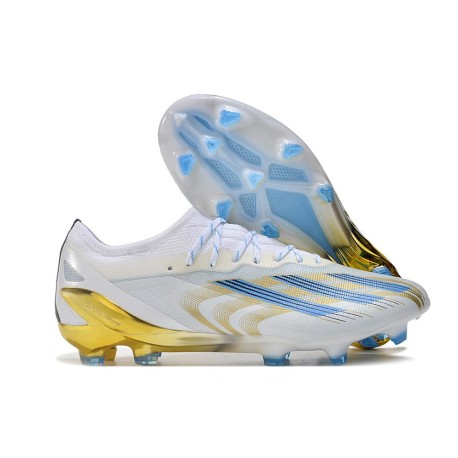 Crampon adidas X Crazyfast Messi.1 FG Blanc Bleu Or