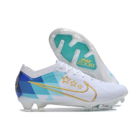 Nouvel Nike Zoom Mercurial Vapor XV Elite FG Blanc Bleu Or