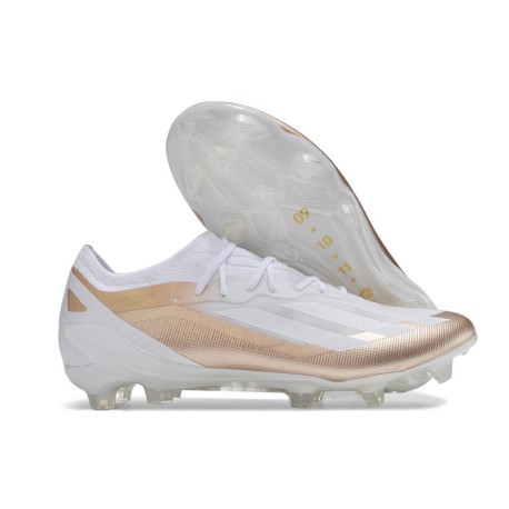 Crampon adidas X Crazyfast Messi.1 FG Blanc Cuivre Métallique