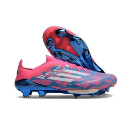 adidas Crampons F50+ Elite FG Bleu Solaire Blanc Ftwr Rose