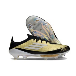 adidas Crampons F50+ Elite FG Doré Noir Blanc 