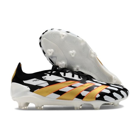 Crampon adidas Predator 24 Elite FG Noir Blanc Or
