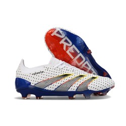 Crampon adidas Predator 24 Elite FG Blanc Gris Bleu Rouge