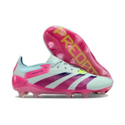 Crampon adidas Predator 24 Elite FG Bleu Très Pâle Rose Lucide Jaune Semi Solaire