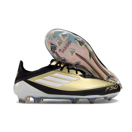 adidas F50 Elite FG Homme Doré Noir Blanc 