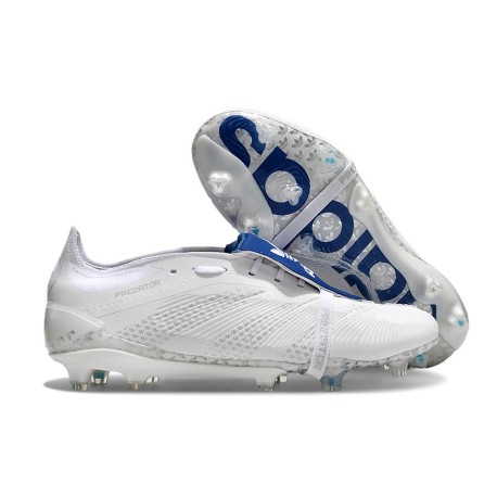 Adidas Predator Fold-over Tongue Elite FG Blanc Argent Métallique Royal Vif