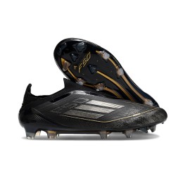 adidas F50 Elite Sans Lacets FG Noir Argenté Doré