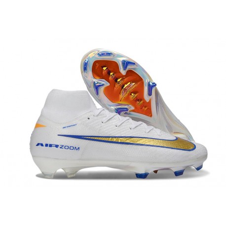 Chaussure Nike Mercurial Superfly 10 Elite FG Blanc Or Bleu