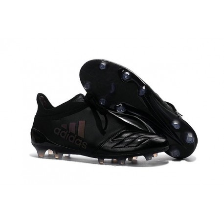 adidas Crampons - Chaussure X 16+ Purechaos FG / AG Cuir Tout Noir