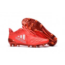 2016 Adidas Hommes Chaussure X 16+ Purechaos FG / AG Cuir Argent Rouge