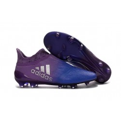 adidas Crampons - Chaussure X 16+ Purechaos FG / AG Violet Bleu Argenté
