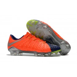 Nouveau Chaussures de Football Nike Hypervenom Phantom III FG Orange Bleu Argent