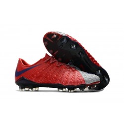 Nouveau Chaussures de Football Nike Hypervenom Phantom III FG Rouge Gris Bleu