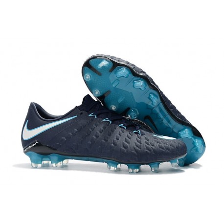 Nouveau Chaussures de Football Nike Hypervenom Phantom III FG Bleu Blanc