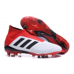 Chaussures de Football Pas Cher Adidas Predator 18+ FG Blanc Noir Rouge