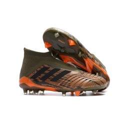 Chaussures de Football Pas Cher Adidas Predator 18+ FG Olive Noir Orange Vif